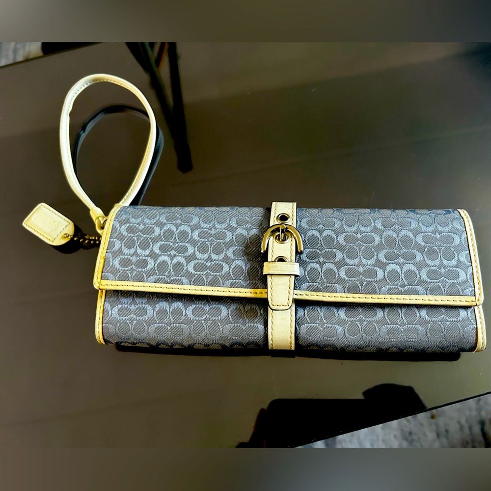 Blue/white Coach Baby Monogram Wristlet